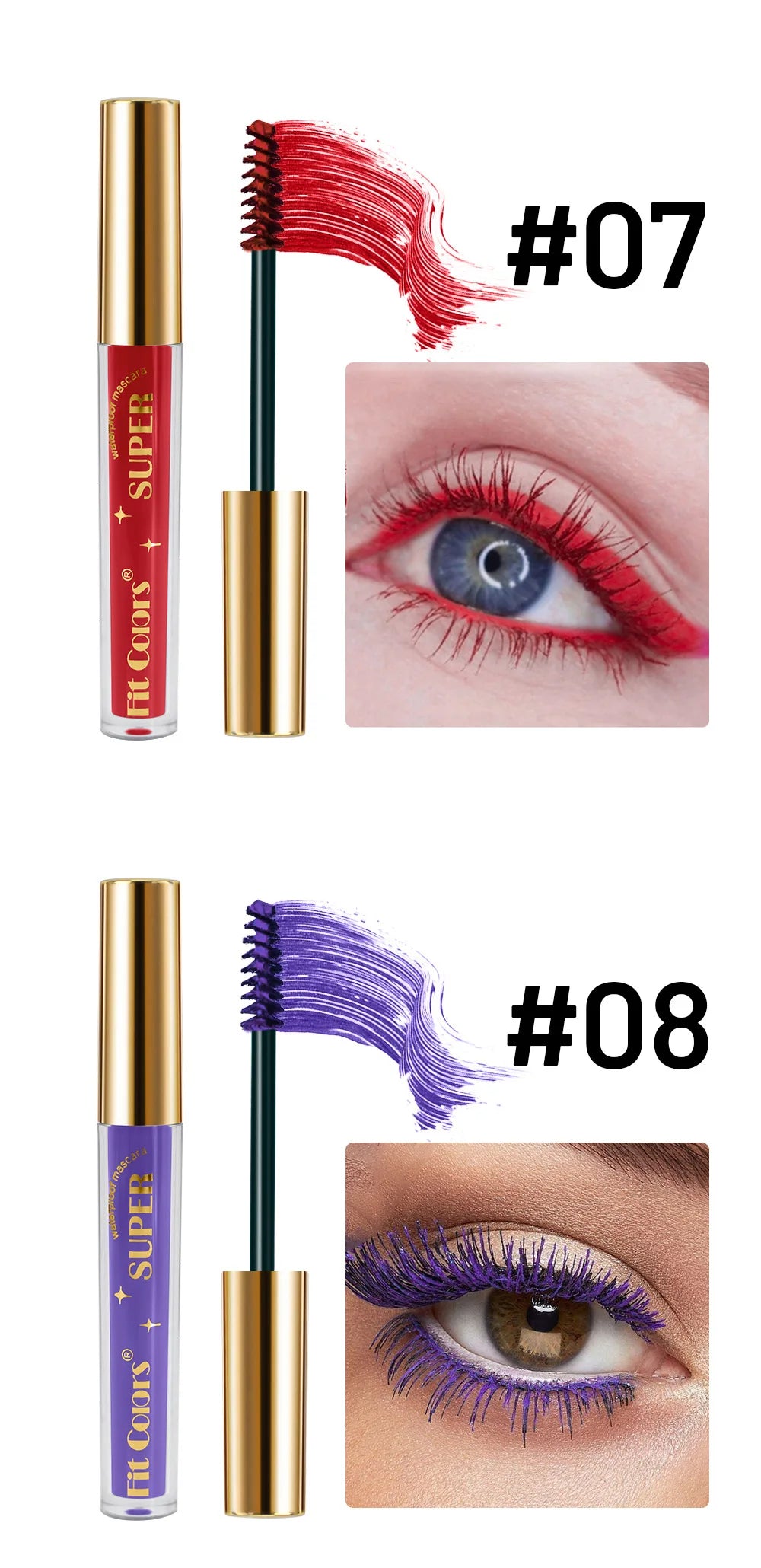 6 Color/Set Colored Mascara Cream Blue Green Lasting Waterproof Mascara Curling Eyelashes Thick Curl 3D Non-smudding Mascara