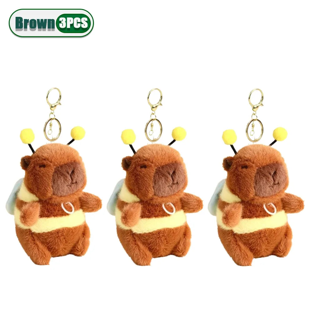 Cute Cartoon Capybara Pendant Capybara Drawing Jitterbug Wings Bee Water Dolphin Keychain  Plush Bee  Doll Bag Hanging Ornaments