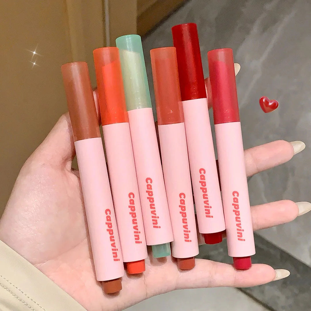 Rose Shimmer Heart Lipstick Pen Hydrating Jelly Solid Lip Gloss Tinted Mirror Water Gloss Pink Pomelo Color Lip Balm Cosmetics