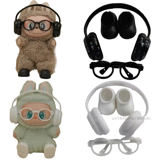 DIY Plush Doll Accessories For Labubu V1 V2 V3 Shoes Without Lenses Glasses Stylish Plastic Headphone Set Birthday Gift No Dolls