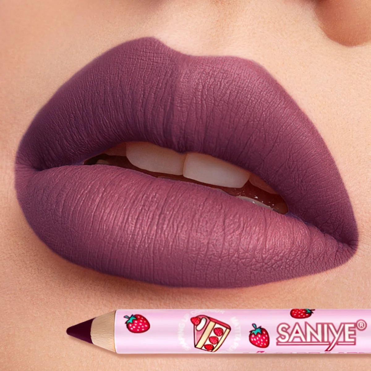 1pc Matte Lipstick & Liner Pen, Waterproof, Long-Lasting, Non-Stick, Berry Shades for All Skin Types, Makeup Pencils for Women