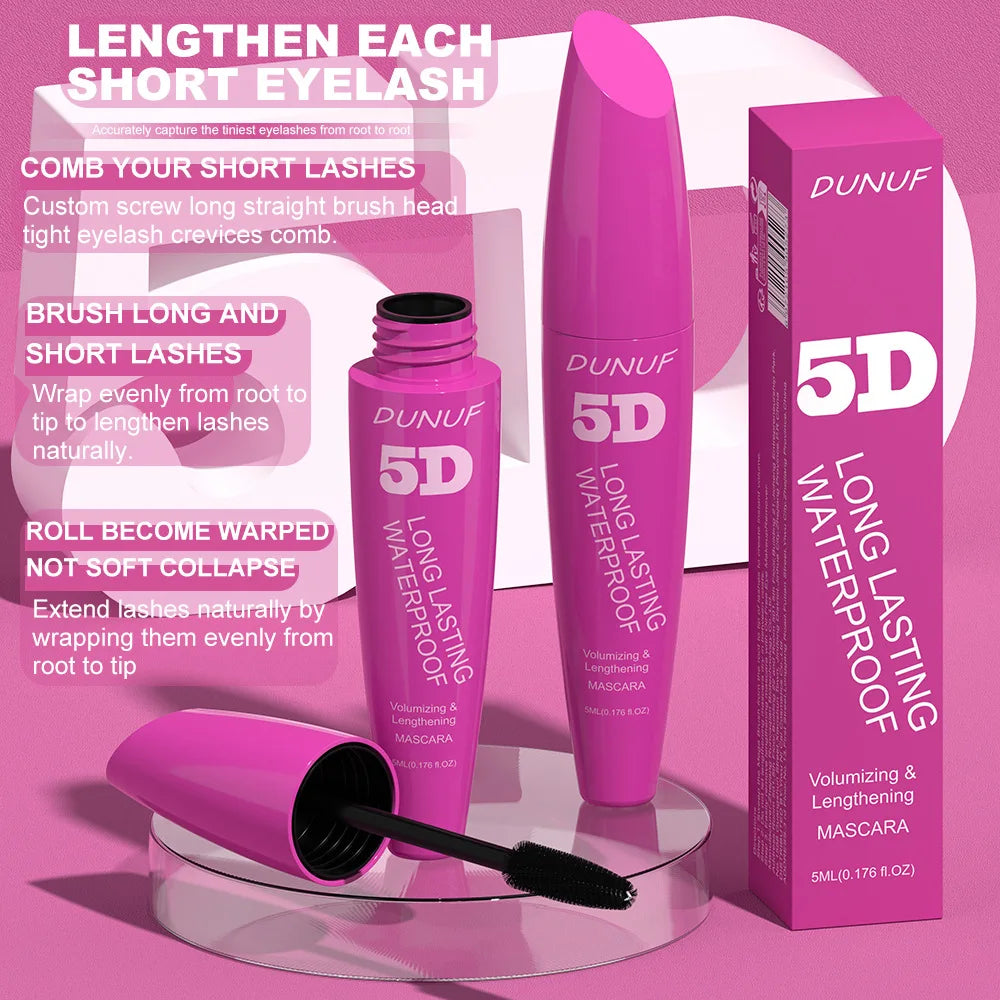 5D Waterproof Mascara Cream Thick Slender 24h Volumizing Lash Makeup Eyelash Curling Lengthening Lasting Eyelash Cream