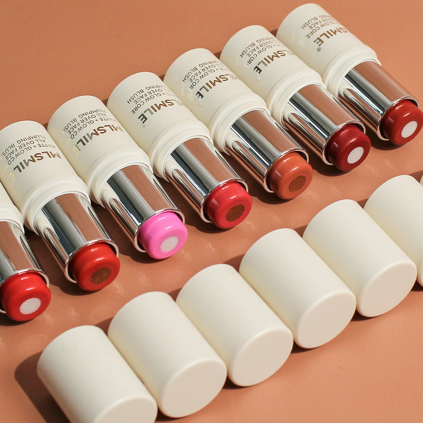 Multi-Tone Creamy Blush Stick Makeup Long-Lasting Waterproof Simple High-End Lip Cheek Tint High Pigment Hydrating Pink Blusher