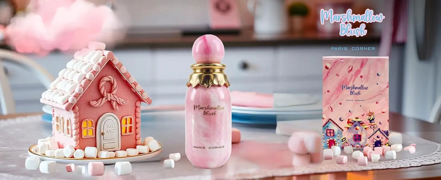 Paris Corner Marshmallow Blush EDP 3.4 Fl Oz | A Unique Gourmand Marshmallow Strawberry Perfume for Women | Long-Lasting