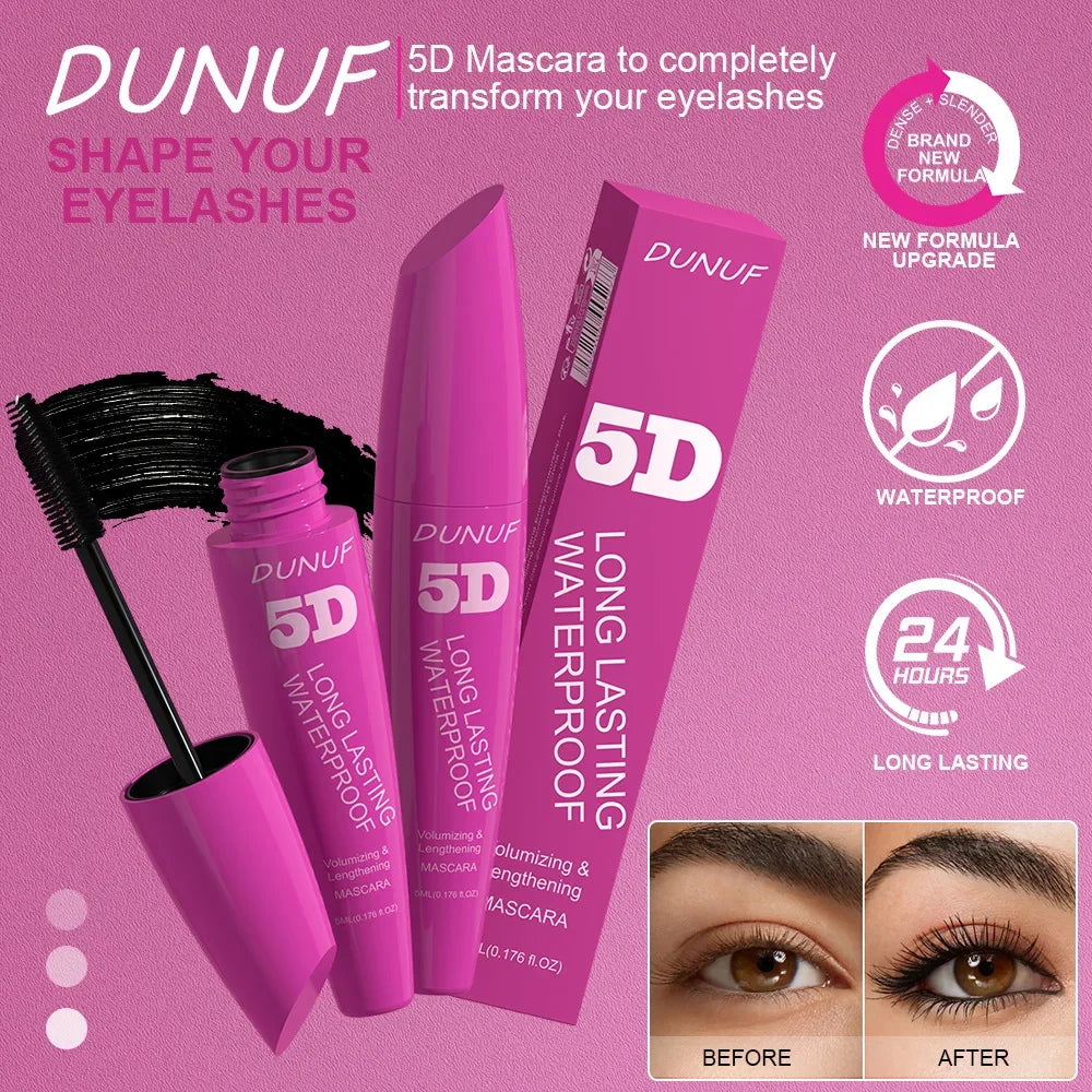 5D Waterproof Mascara Cream Thick Slender 24h Volumizing Lash Makeup Eyelash Curling Lengthening Lasting Eyelash Cream