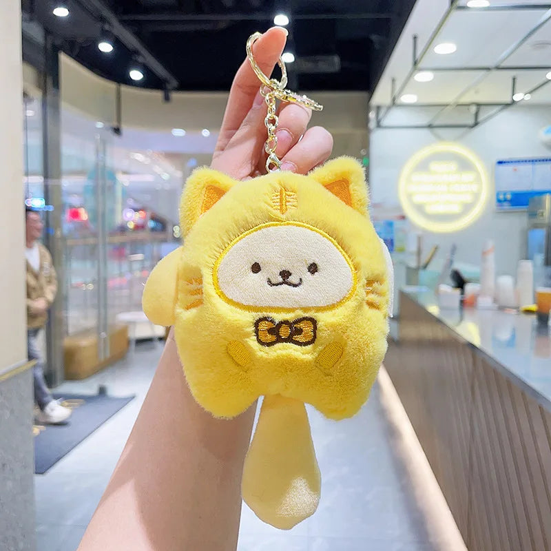 Sanrio  Hello Kitty Melody Cinnamoroll Plush Doll Keychain Pochacco Cute Key Ring Cartoon Plushies Bag Accessories Gifts Toys
