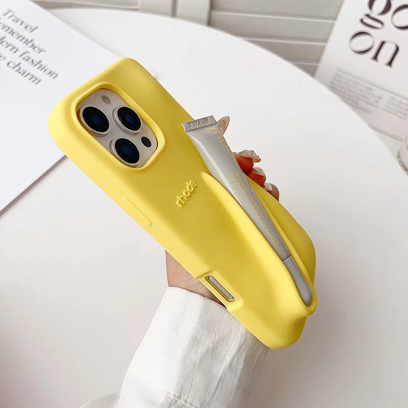 Hot Lemontini Phone Case for IPhone 11 12 13 14 15 16 17 Pro Max Plus 17 Air Lip Gloss Holder Silicone Matte Lipstick with Box