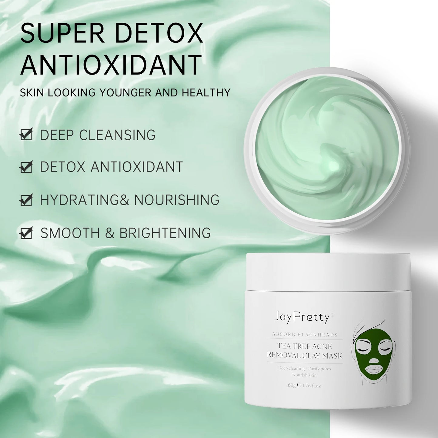 Tea Tree Face Masks Oil Control Shrink Enlarged Pores Blackhead Remover Nourishing Facial Cleansing Clay Mask Skin Care Beauty