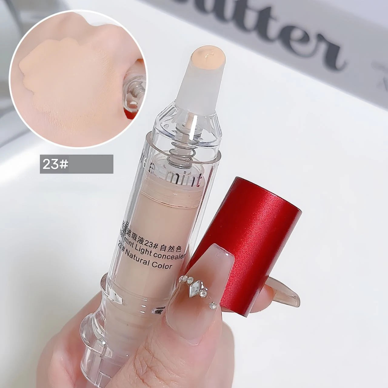 Porcelain White Light Concealer Pen Full Coverage Cover Dark Circles Acne Pores Press Concealer Matte Foundation Cream Cosmetic