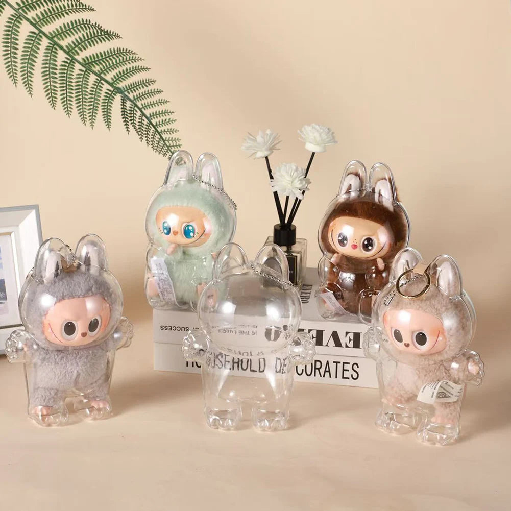 Protective Case for Labubu Have a Seat Transparent Protective Cover for Labubu Doll Plastic Clear Display Box Easy Installation