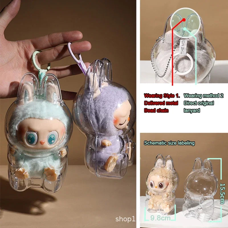 The Monsters Labubu Transparent Protective Case V1 and V2 Macaron Display Storage Organizer Box Labubus Accessories Gifts