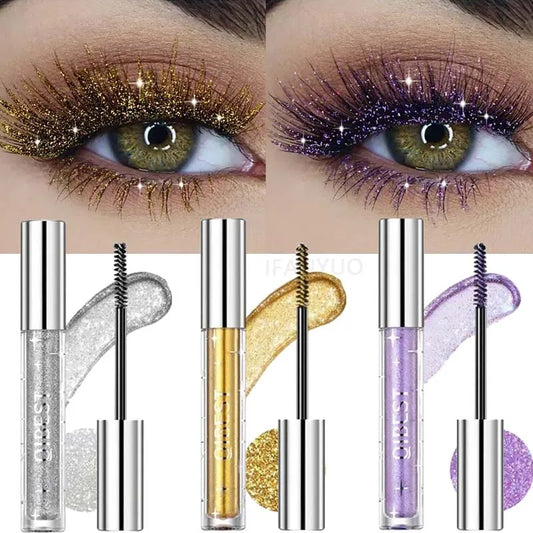 6 Colors Mascara Colorful Stage Makeup Colored Diamond Glitter Long-Lasting Curling Shiny Waterproof Mascara for Creative Makeup