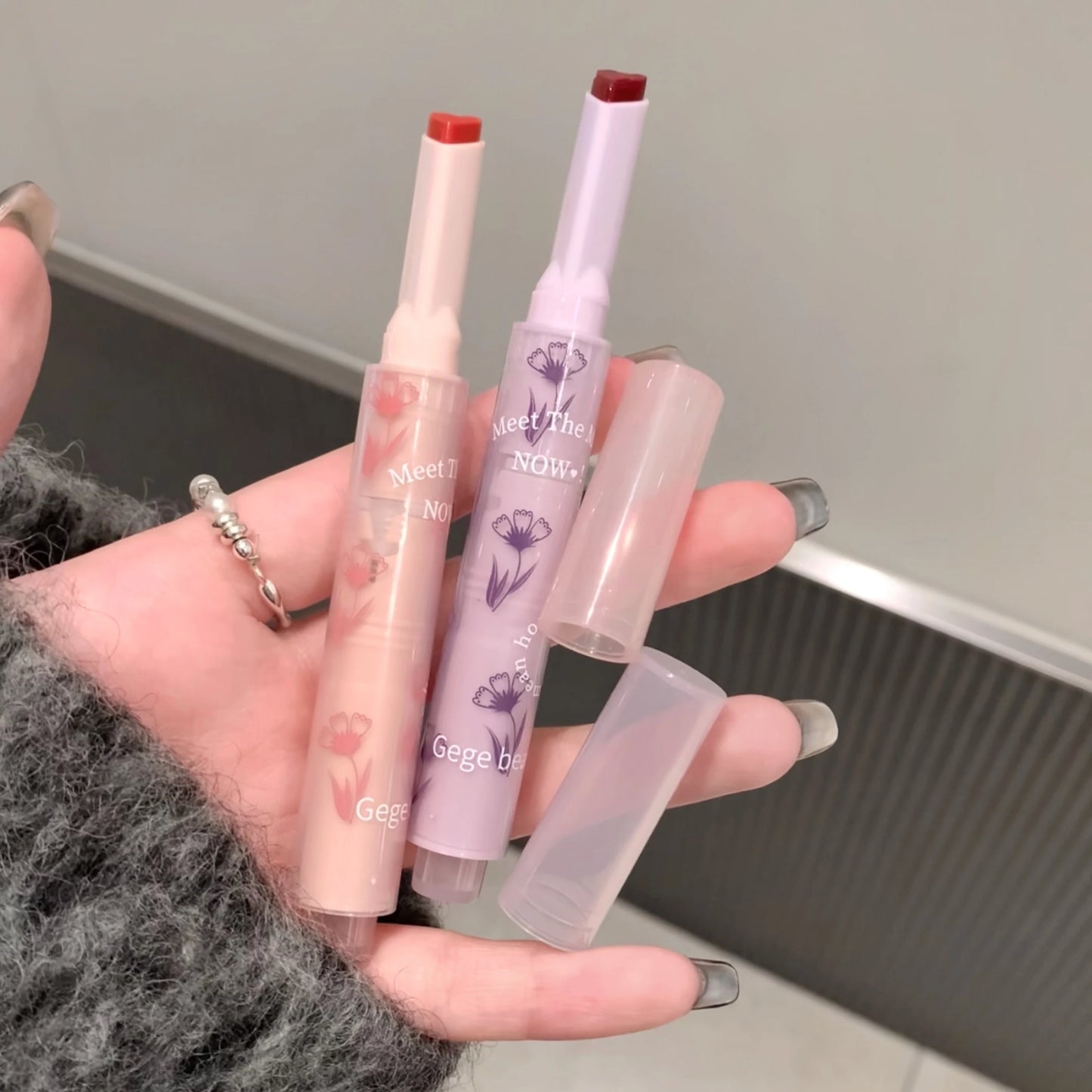 Jelly Heart Lipstick Gogo Little Bear Flower Language Secret Meaning Moisturizing and Hydrating Color Lipstick Pen