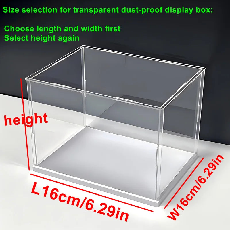 Clear Self-Assembly Acrylic Display Case Acrylic display box Transparent Dust Proof Protection Showcase with White base