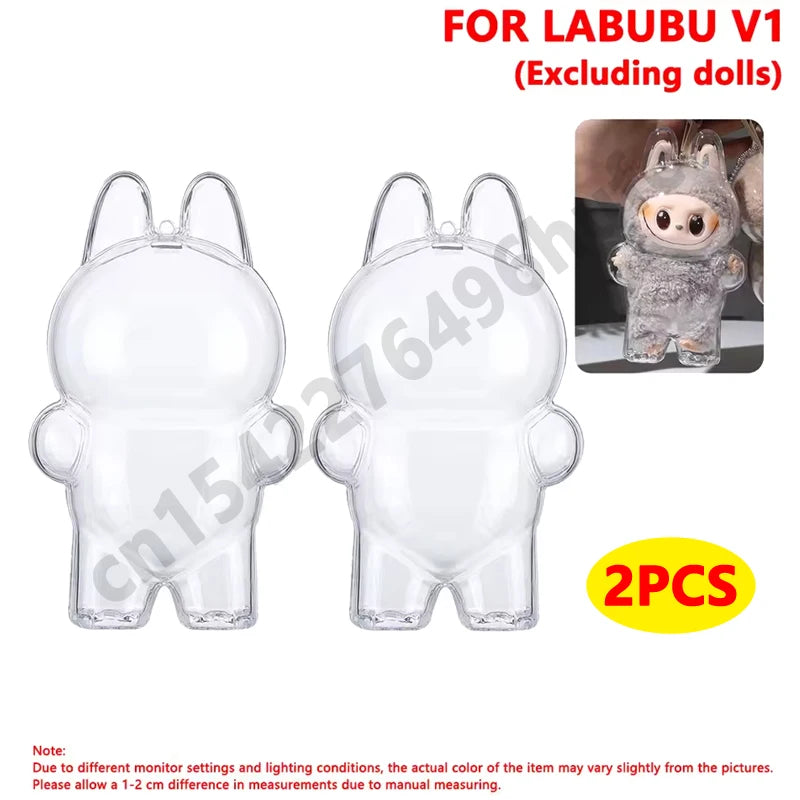 For Labubu Transparent Protective Cover For Labubu V1/V2/V3 Portable Storage Case Dust Display Bag Organizer Doll Accessories
