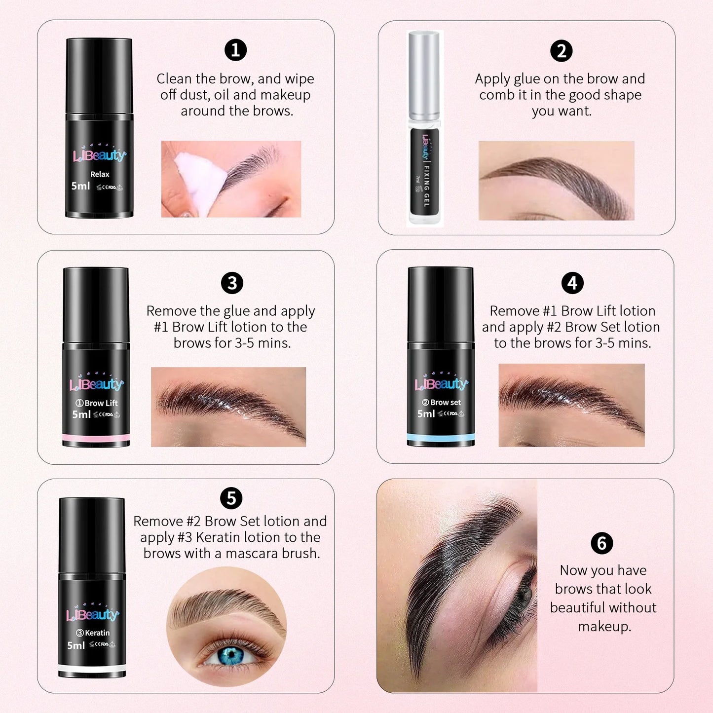 Libeauty Eyebrow Lamination Kit Eyebrow Lift Kit Lasting 8 Weeks With Brush For Fuller Feathered Eyebrows Professional Home Use