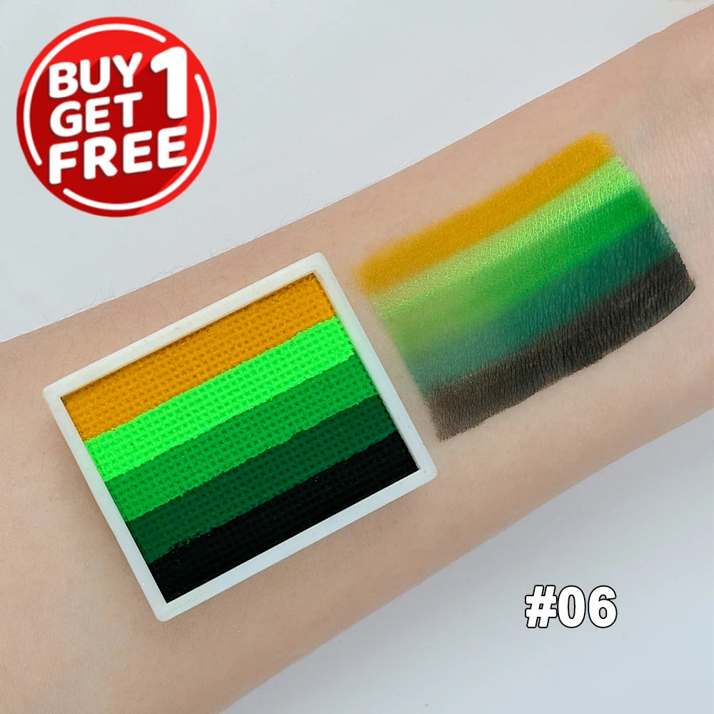 2pcs Rainbow Face & Body Paint,8g Split Cake Non-Toxic Paint Makeup Palette-Vibrant Mixed Colors For Festivals,Butterfly Makeup