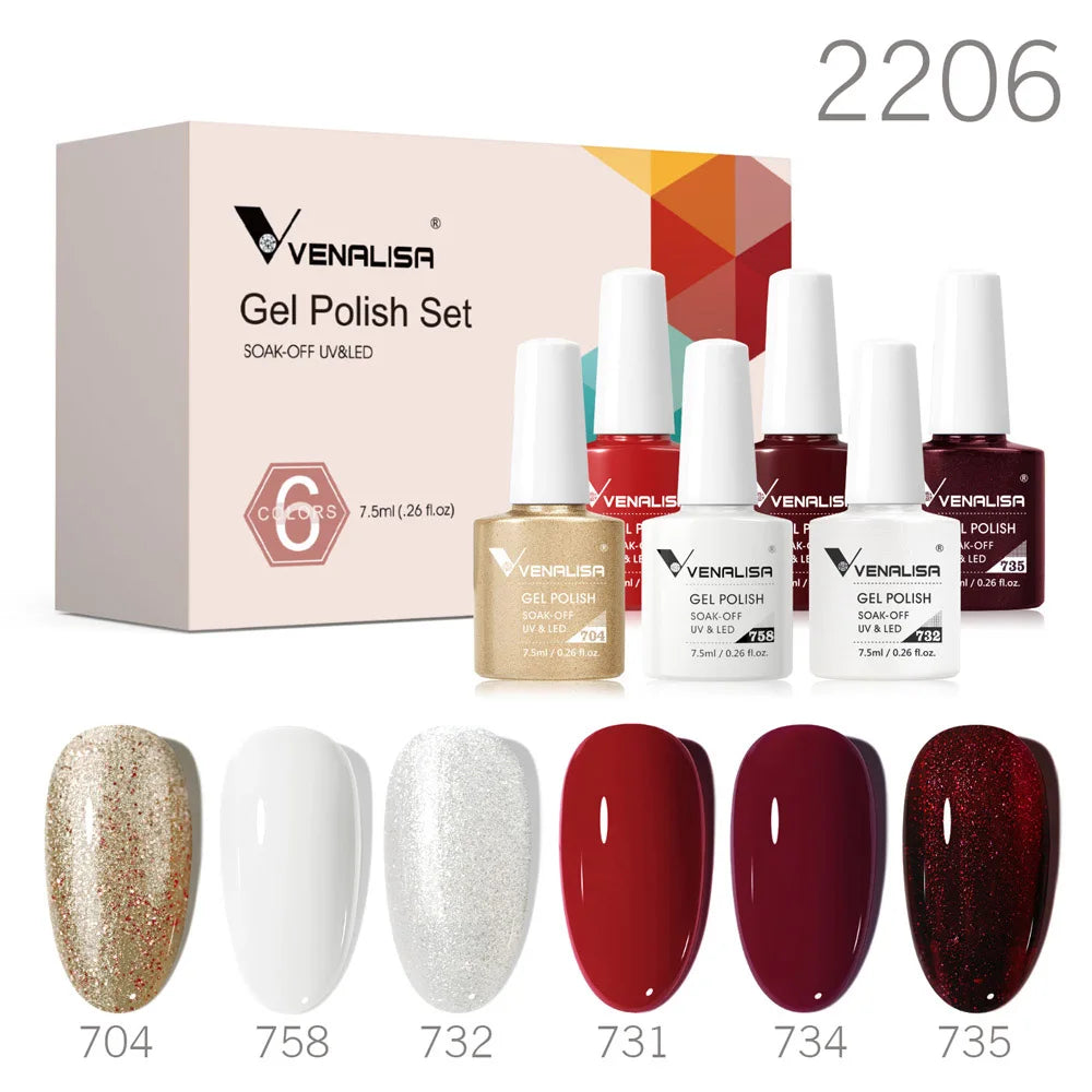 Venalisa Nail Gel Polish Fall Nails HEMA/TPO FREE Winter Christmas Color Kit Soak off UV LED Semi Permanent Nail Gel 6pcs Kit