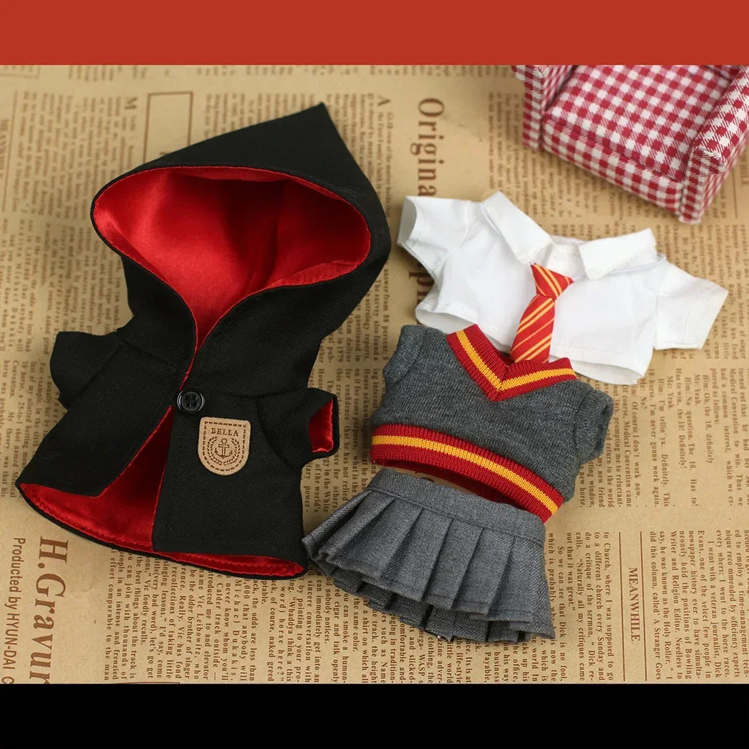 15-17cm Labubu Costume Magic Set V1 V2 College Retro Costume Set Hoodie Cloak Labubu Decoration Gift Toy