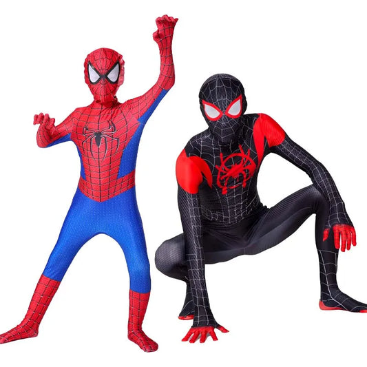 Superhero Spider Man Costume Jumpsuit Miles Spiderman Halloween Cosplay Costumes Bodysuit Head Cover Separation Party Set