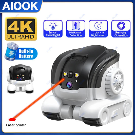 AIOOK Pet Camera Dual Lens Wifi Camera Robot Pet Tracking Color Night Vision Laser Indication Teasing Remote Monitor Home Camera