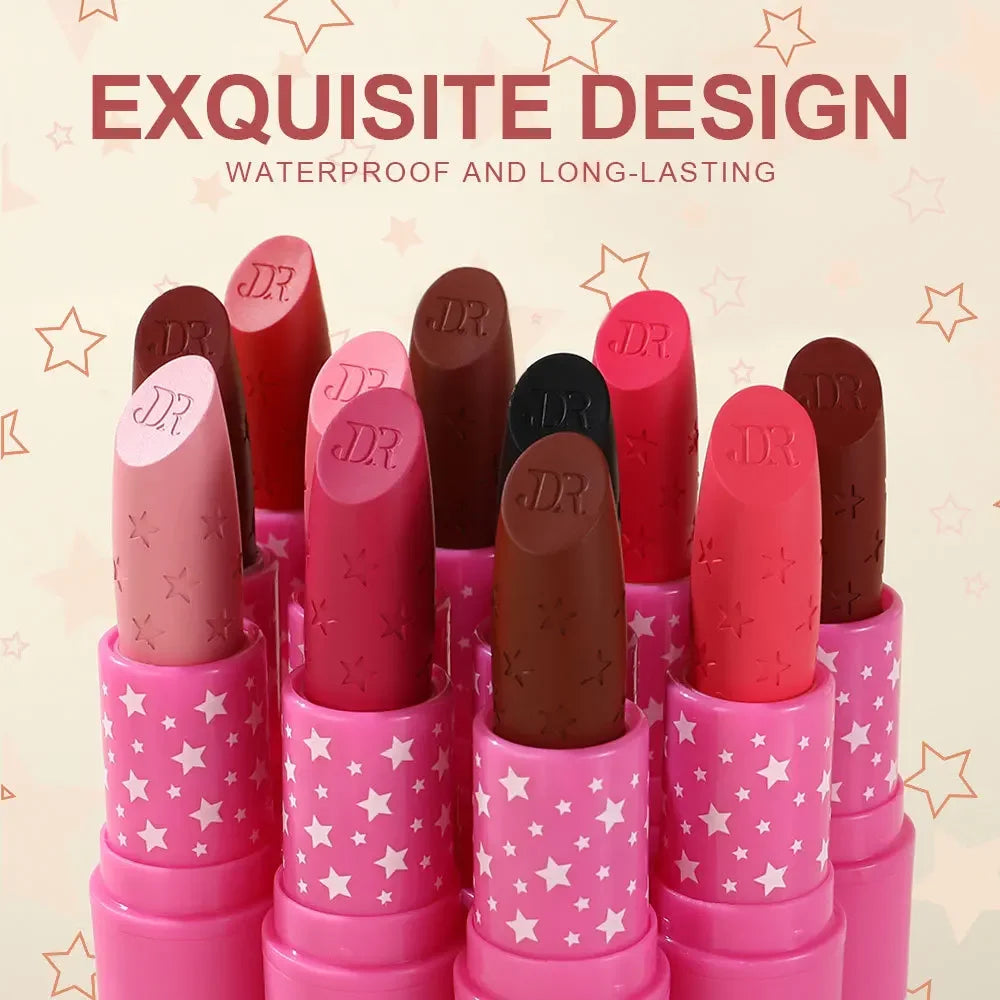 9 Colors Waterproof Rose Red Velvet Matte Lipstick Moisturizing Long Lasting Stars Not Easy To Fade Nude Lip Tint Black Lipstick