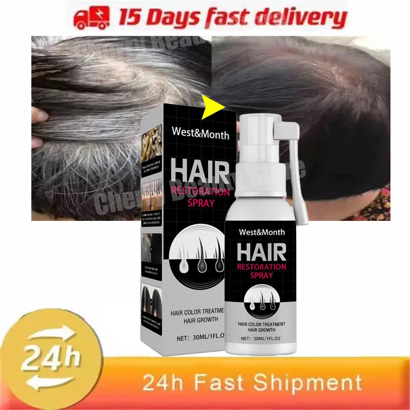 Gray White Hair Treatment Serum Spray Cover White Hair To Black Natural Color Repair Anti Loss Hair Restore Healthy Hair Care