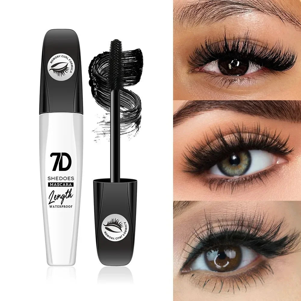 1/2/3PCS 7D Fiber Mascara Ultra Lengthening & Thickening Mascara Brush False Eyelash Effect Waterproof Mascara Black Fiber Masca