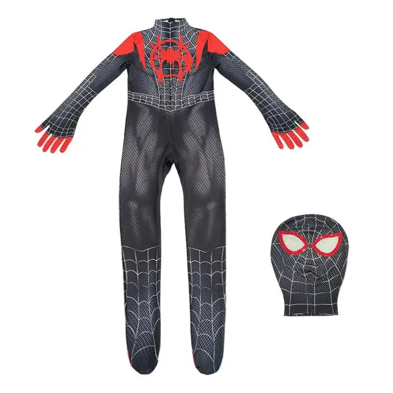 Superhero Spider Man Costume Jumpsuit Miles Spiderman Halloween Cosplay Costumes Bodysuit Head Cover Separation Party Set