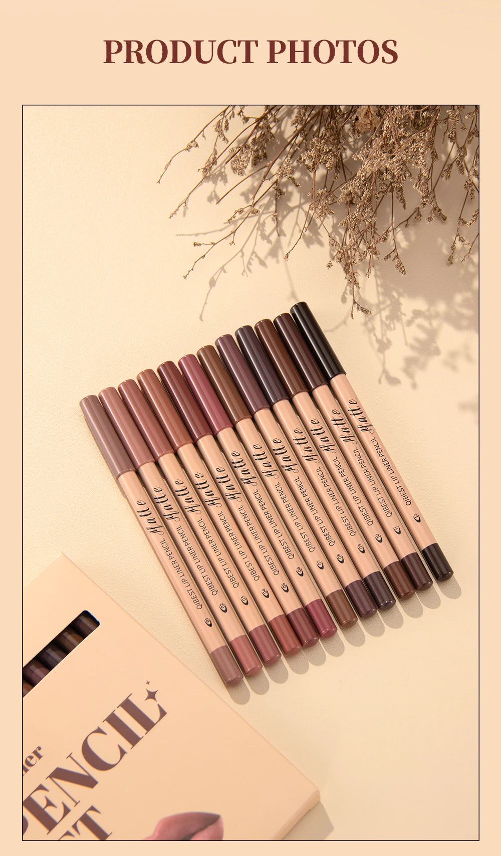 12Color Matte Lipstick Lipliner Set Nude Soft Matte Lip Liner Set Non-Drying Waterproof Plumping Outline The Lips Contour Makeup