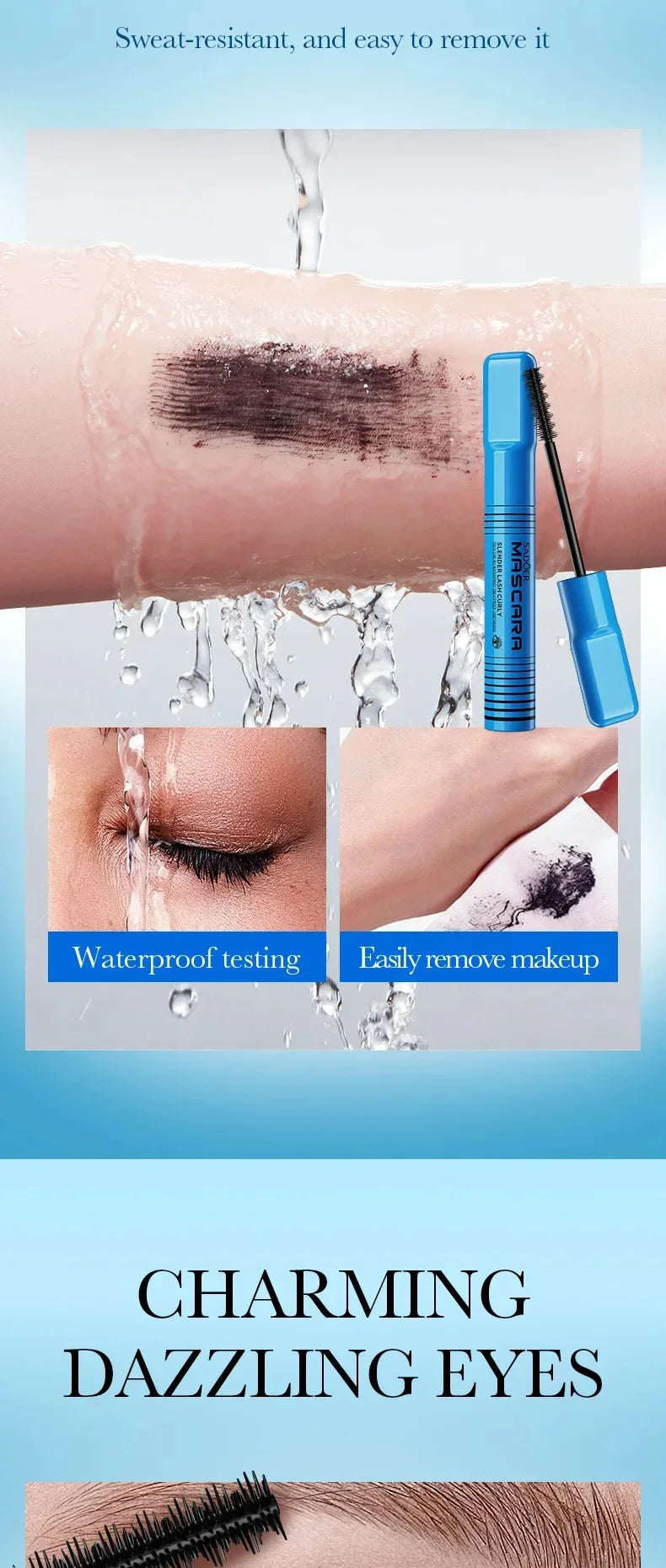 5D Waterproof Mascara Lengthening Eyelashes Women's Make-Up Waterproof Mascara Black Silk Fibre Mascara Korean Cosmetics New