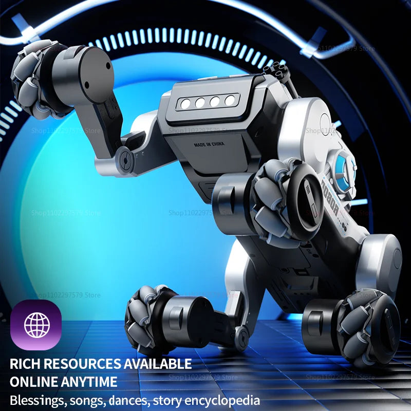2025 New 2.4G Remote Control Robot Dog with Singing Dancing Follow Mode 360° Rotating launching Cannon Puppy Toys Gifts For Kid