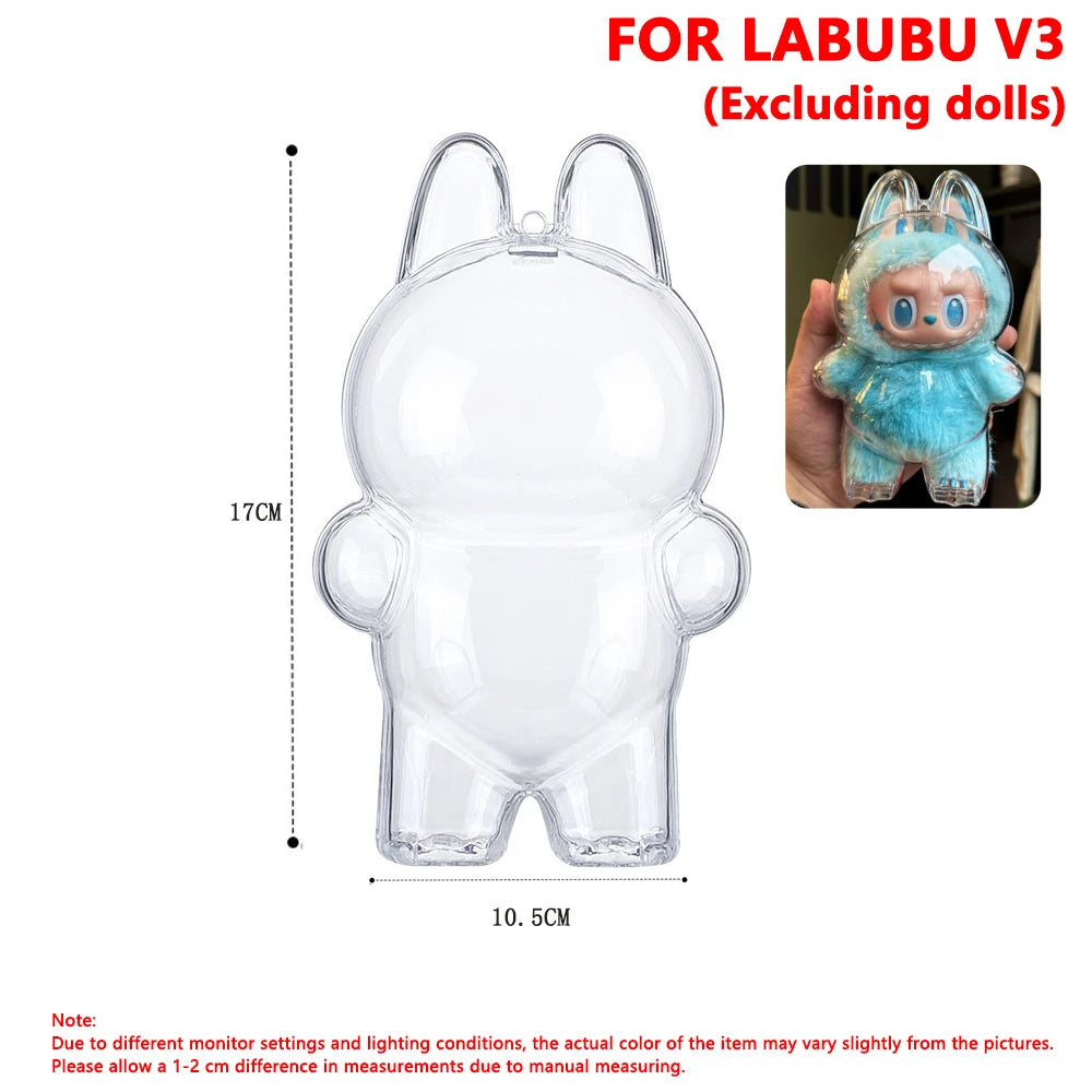 For Labubu Transparent Protective Cover For Labubu V1/V2/V3 Portable Storage Case Dust Display Bag Organizer Doll Accessories