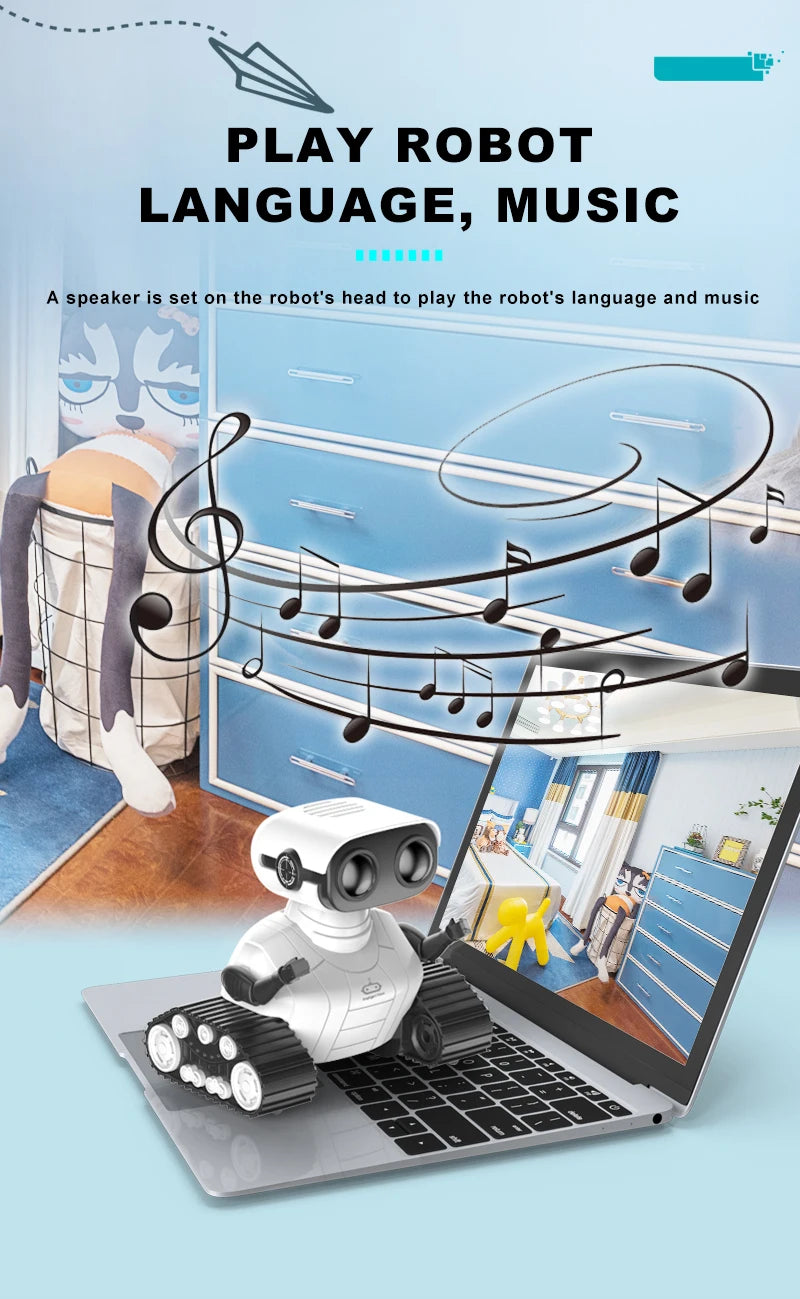 Ebo Robot Toys Rechargeable RC Robot For Kids Boys And Girls Remote Control Toy With Music And LED Eyes Gift For Children's