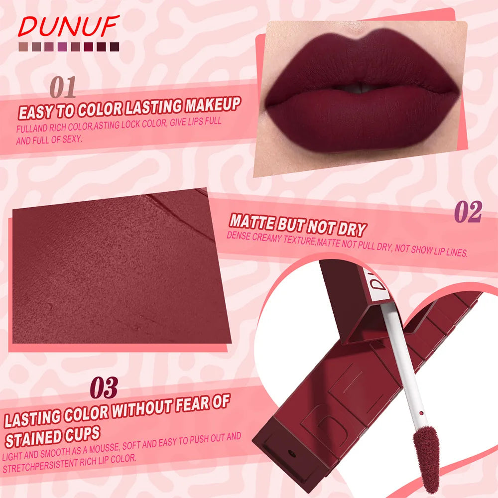 Velvet Matte Lipstick Set 8Pcs Waterproof Long Wearing Moisturizing Lip Glaze Non Transfer Smudge Proof Lip Color