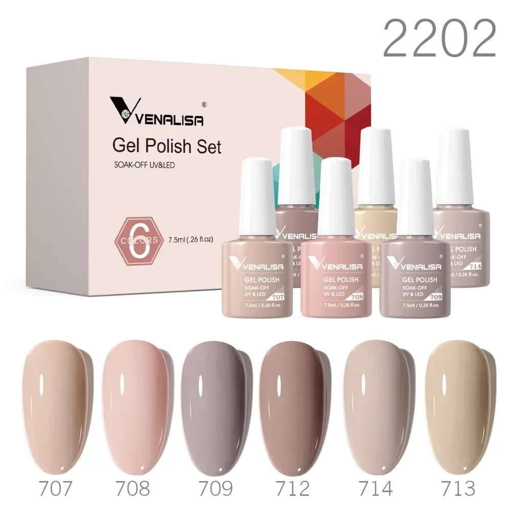 Venalisa Nail Gel Polish Fall Nails HEMA/TPO FREE Winter Christmas Color Kit Soak off UV LED Semi Permanent Nail Gel 6pcs Kit