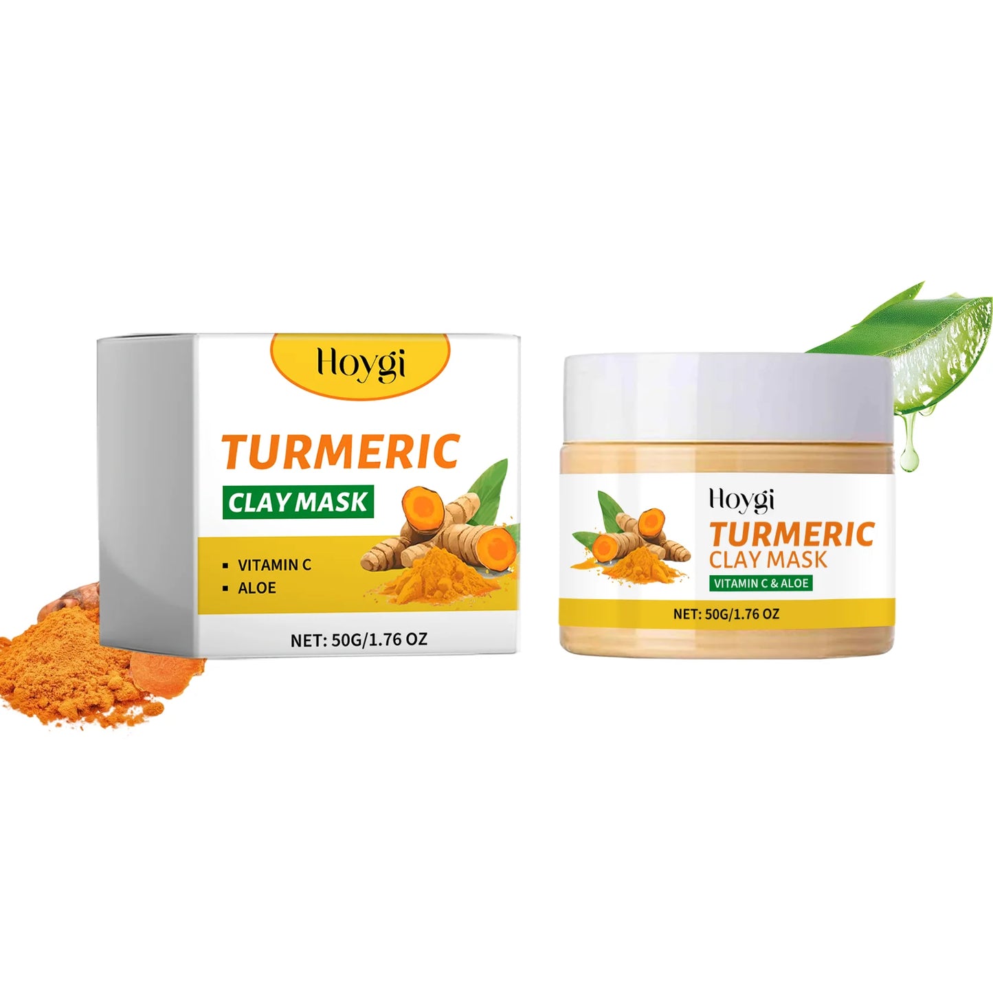 Turmeric Vitamin C Clay Mask Deep Cleansing Dull Skin Brighten Refining Pores Oil Control Dark Spot Remover Face Masks Skincare