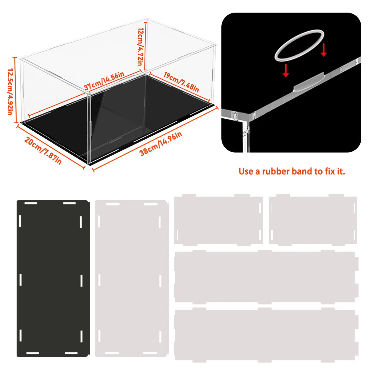 1:14 Scale Transparent Acrylic Display Box, Suitable for Protection and Display of Small Collections of Toy Car Model Building Blocks (Inner Circle Size 37X19X12Cm)