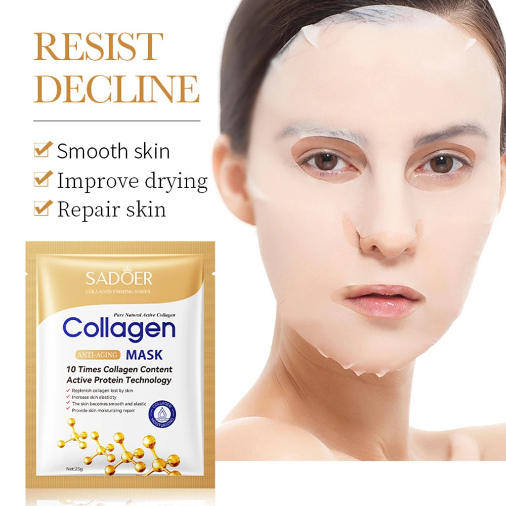 1/5/10/20pcs Collagen Facial Mask Moisturizing Brightening Lifting Skincare Treatment Face Masks Kit