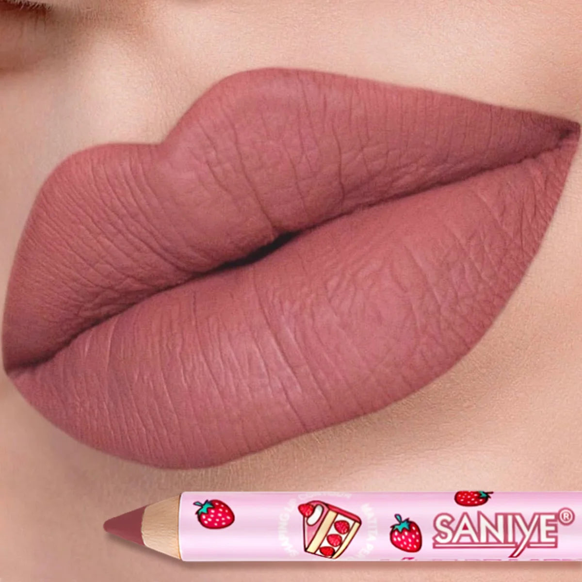 1pc Matte Lipstick & Liner Pen, Waterproof, Long-Lasting, Non-Stick, Berry Shades for All Skin Types, Makeup Pencils for Women