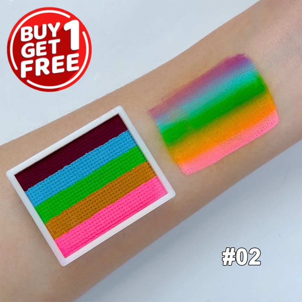 2pcs Rainbow Face & Body Paint,8g Split Cake Non-Toxic Paint Makeup Palette-Vibrant Mixed Colors For Festivals,Butterfly Makeup