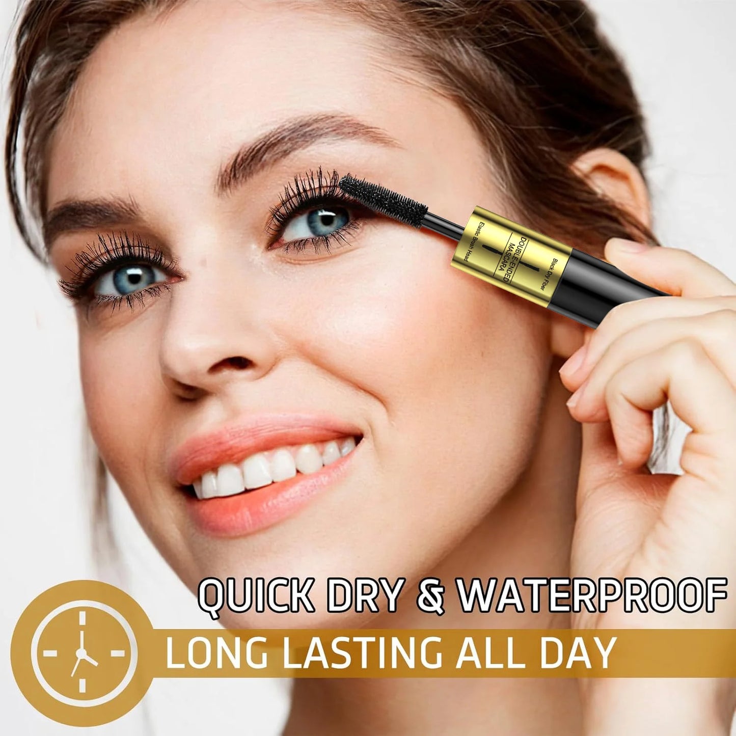 QIC Double In-one Mascara Silk Fiber Mascara Waterproof Mascara Eyelash Extension Black Thick Lengthening Eye Lashes Cosmetics