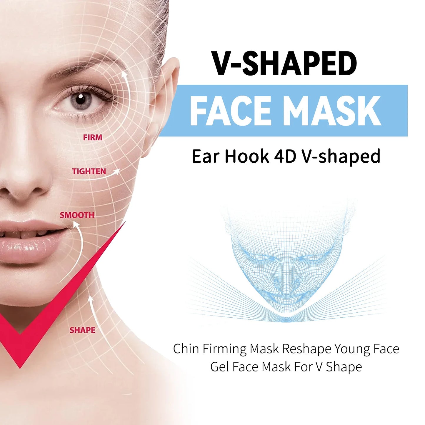 Collagen Moisturizing Facial Mask V-Shaped Firming Lifting Face Masks Hyaluronic Acid Brightening Hydrating Facial Skincare Mask