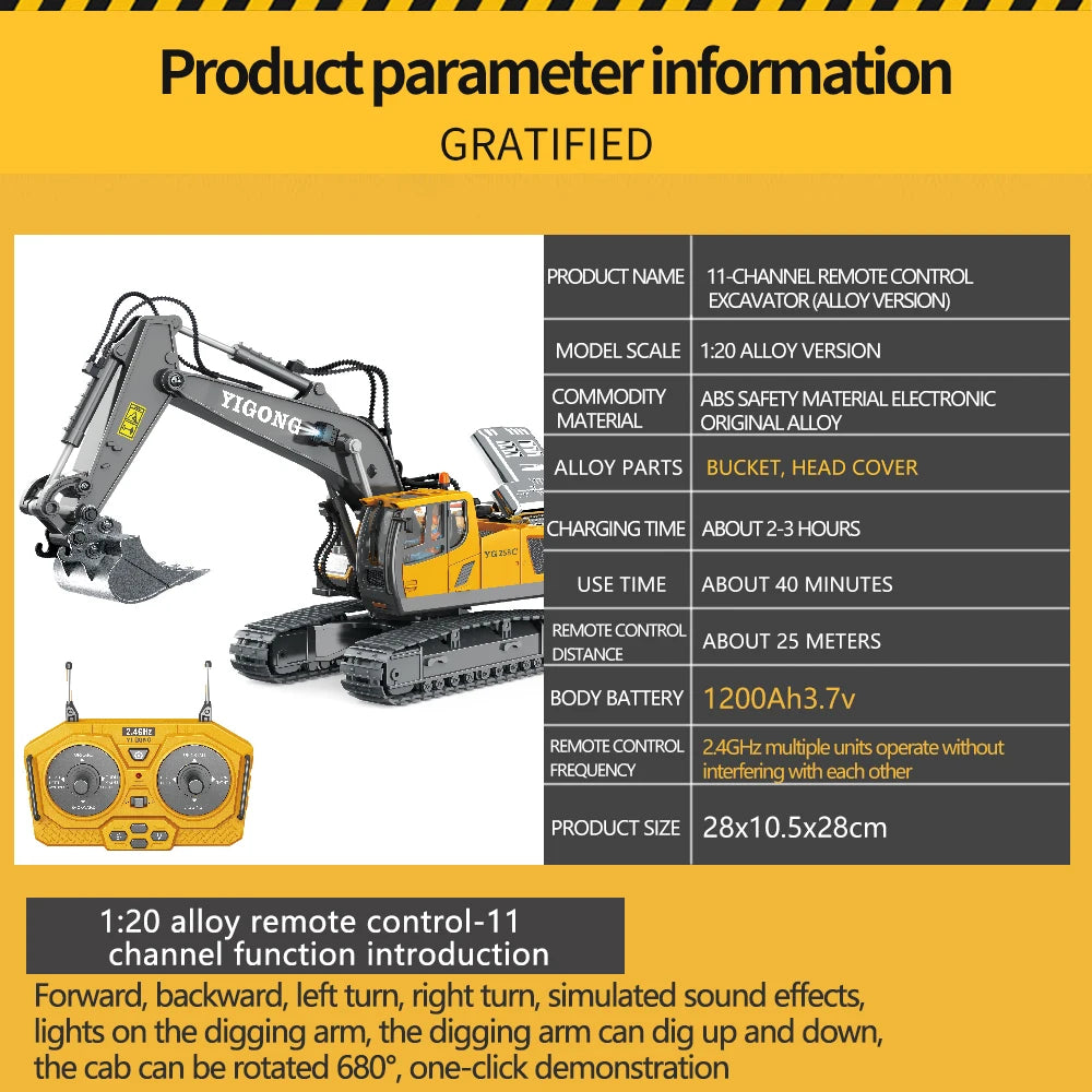 Excavator RC Car Toys Remote Control Car Toys For Boys Radio Control Excavator Dump Truck Bulldozer Electric Car Kids Toys Gift