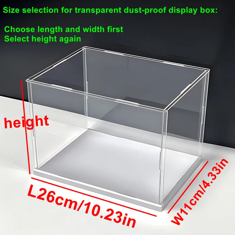 Clear Self-Assembly Acrylic Display Case Acrylic display box Transparent Dust Proof Protection Showcase with White base