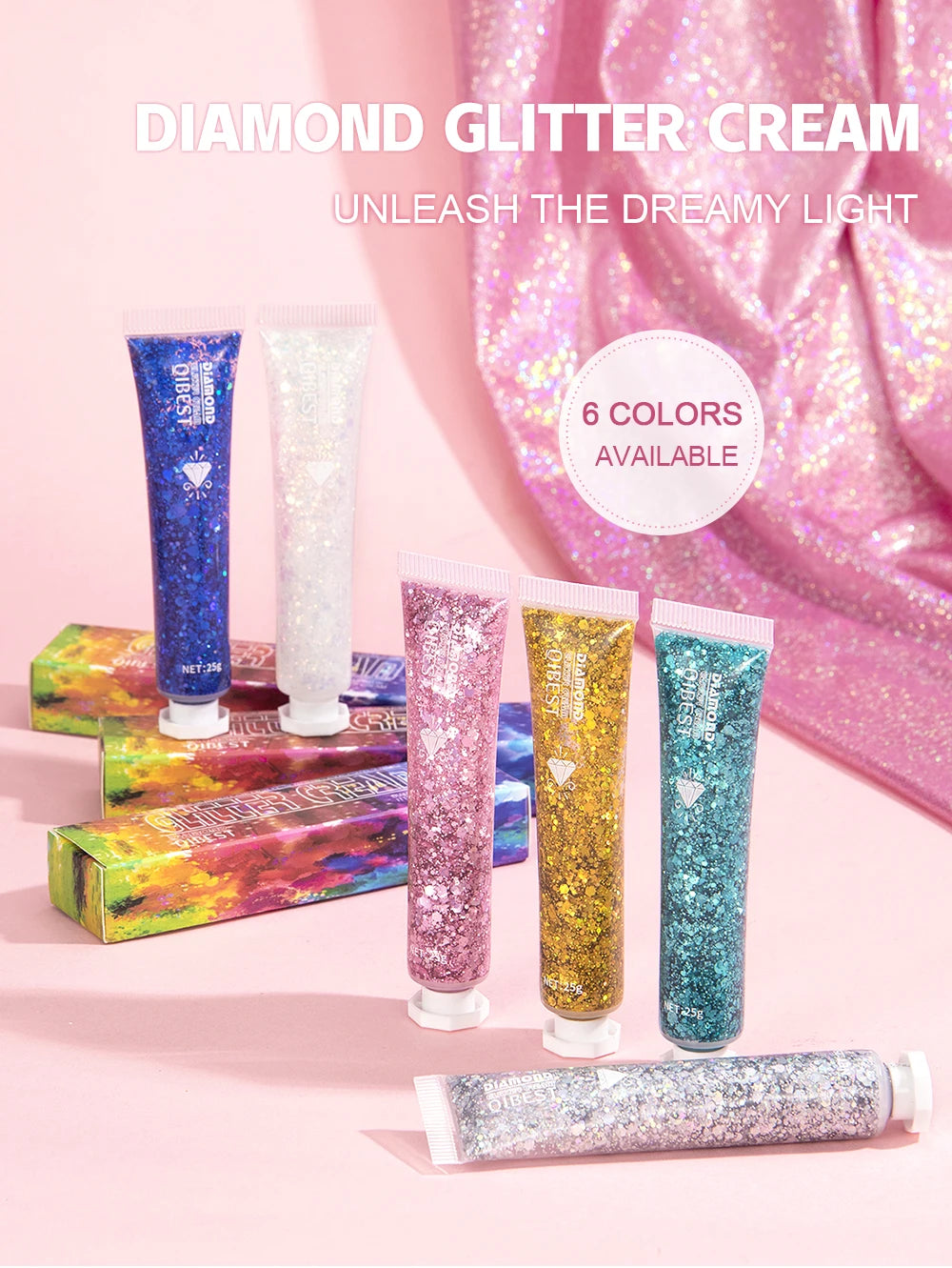 6 Colors Holographic Body Glitter Gel Set Christmas Party Makeup Face Eye Lips Hair Nail Cosmetic Festival Glitter Eyeshadow