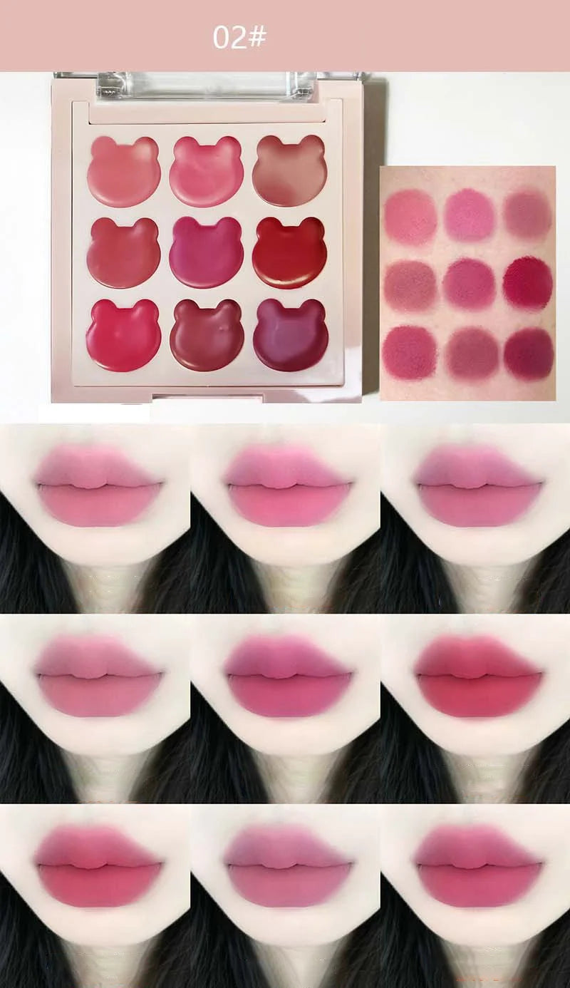 Purplish Orange Nine Colors Lip Mud Velvet Matte Lipstick Makeup Silky Mud Like Texture Lip Gloss Lips Cheeks Dual-use Cosmetics