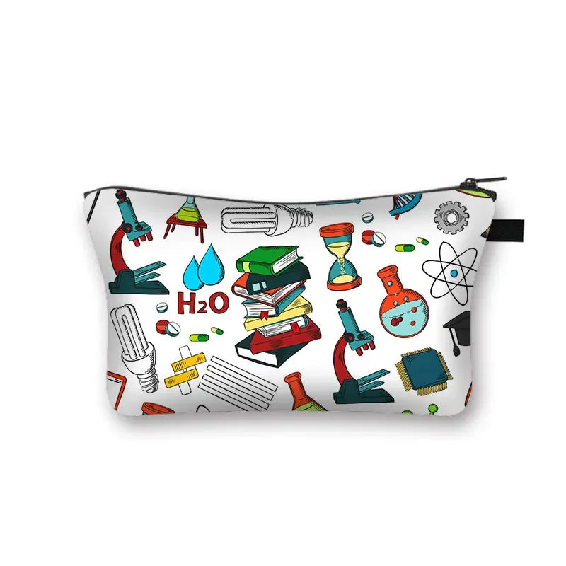 Periodic Table of Elements Print Cosmetic Case Science Chemistry Makeup Storage Pouch Beauty Bag Napkin Bag Lipstick Bag Gift