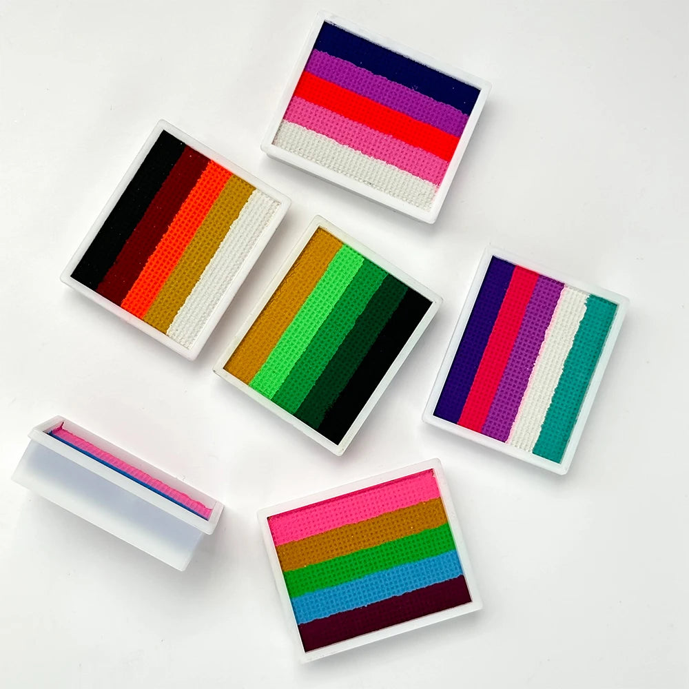 2pcs Rainbow Face & Body Paint,8g Split Cake Non-Toxic Paint Makeup Palette-Vibrant Mixed Colors For Festivals,Butterfly Makeup