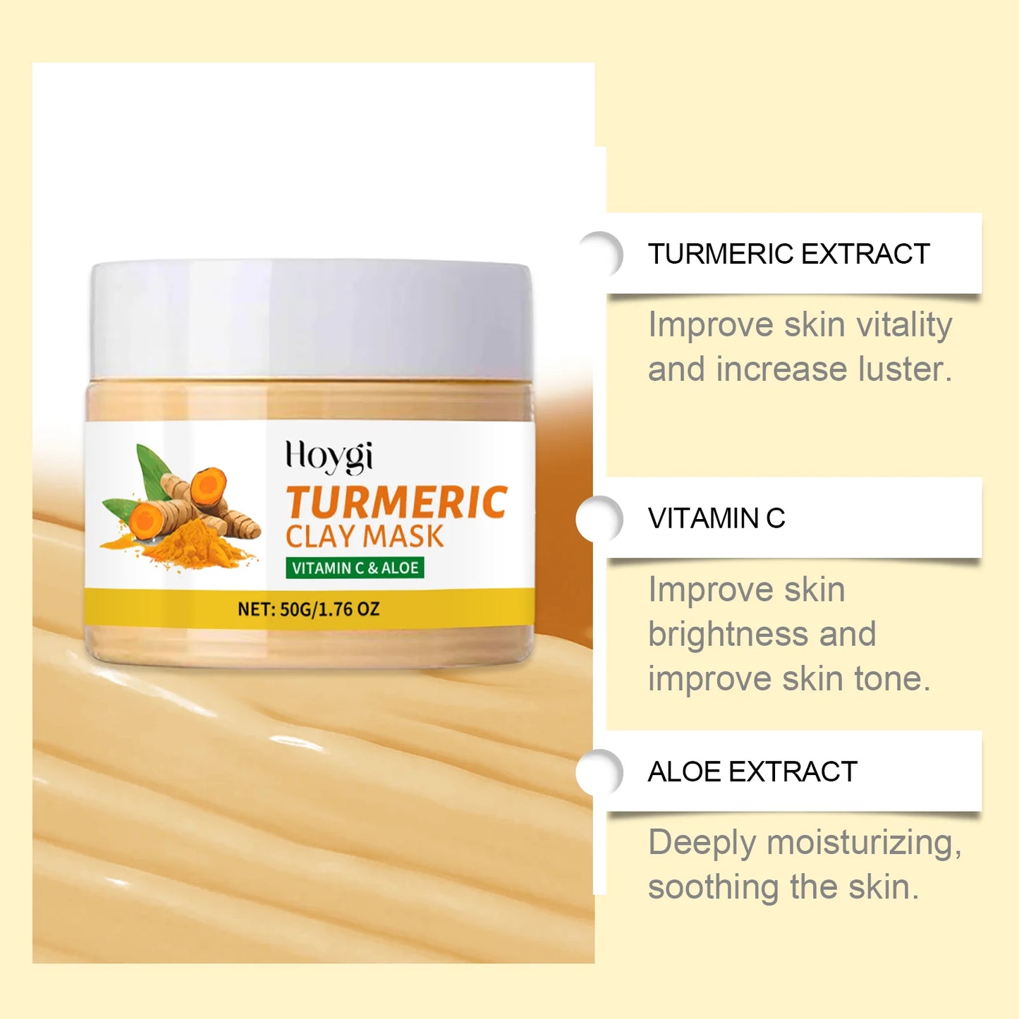 Turmeric Vitamin C Clay Mask Deep Cleansing Dull Skin Brighten Refining Pores Oil Control Dark Spot Remover Face Masks Skincare